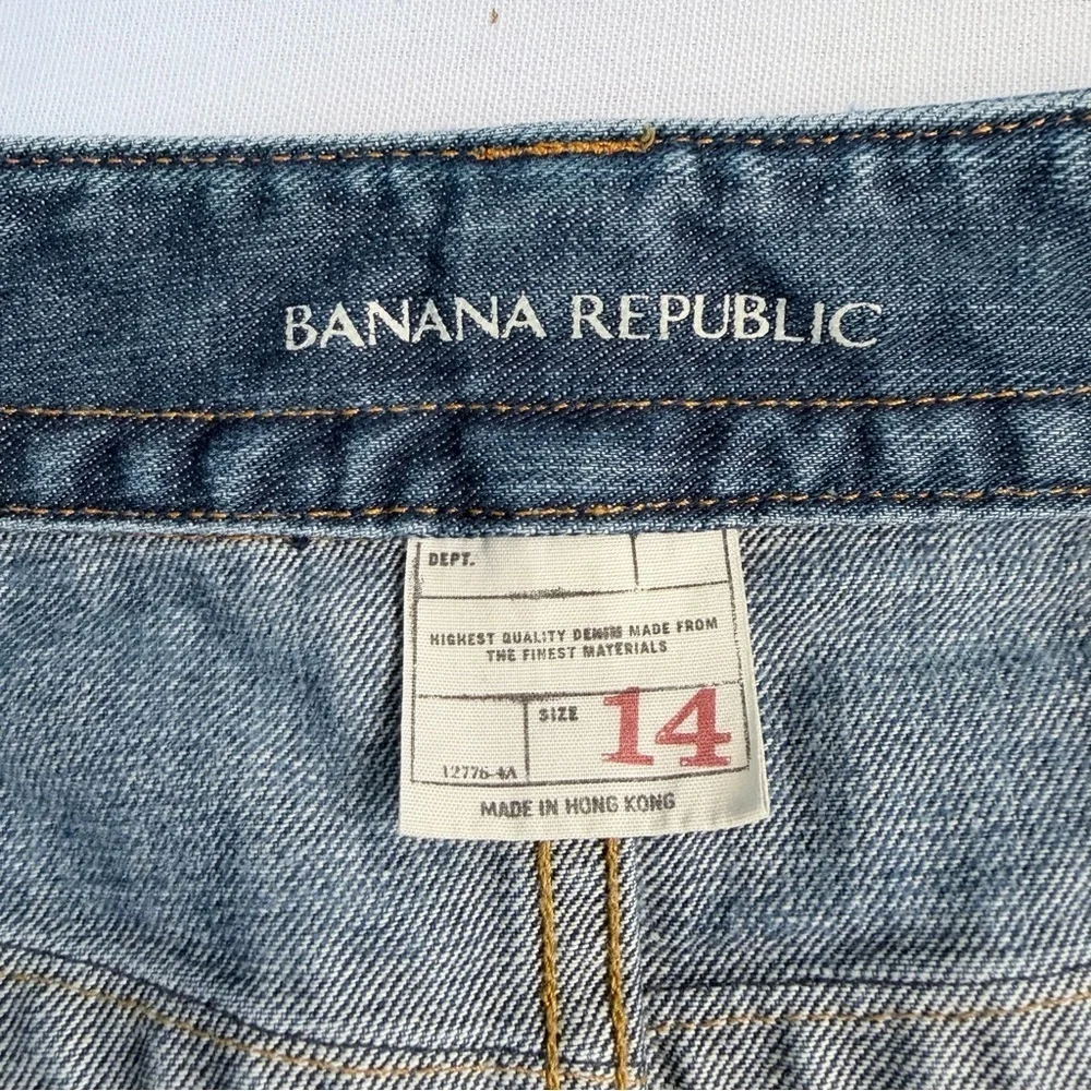 Banana Republic Trouser Jean Low Rise Distressed Medium Wsh Wide Leg Flare 14